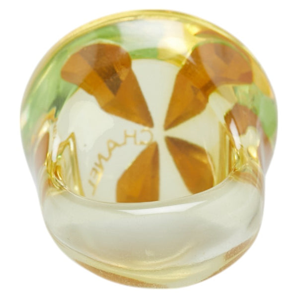 シャネル クローバー リング 指輪 クリア グリーン プラスチック レディース CHANEL 【中古】