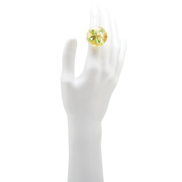 シャネル クローバー リング 指輪 クリア グリーン プラスチック レディース CHANEL 【中古】