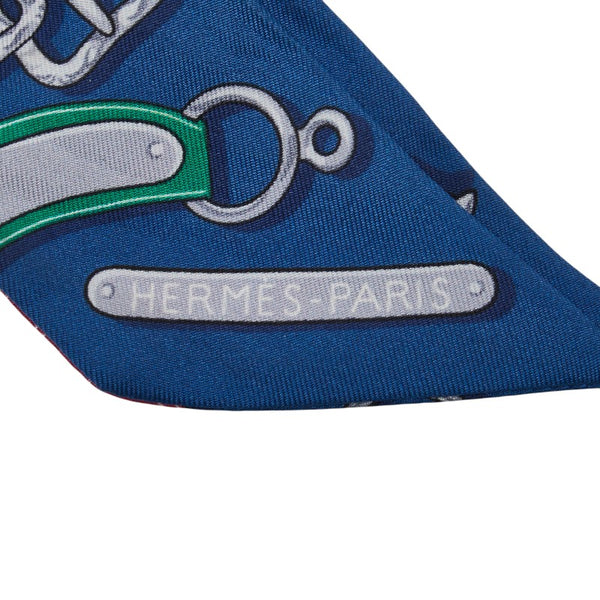 エルメス ツイリー ベルト モチーフ スカーフ ブルー マルチカラー シルク レディース HERMES 【中古】