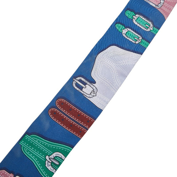 エルメス ツイリー ベルト モチーフ スカーフ ブルー マルチカラー シルク レディース HERMES 【中古】