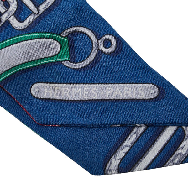 エルメス ツイリー ベルト モチーフ スカーフ ブルー マルチカラー シルク レディース HERMES 【中古】