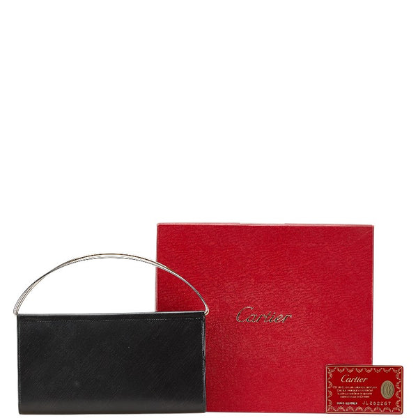 カルティエ トリニティ 二つ折り財布 ハンドバッグ ブラック レザー レディース CARTIER 【中古】