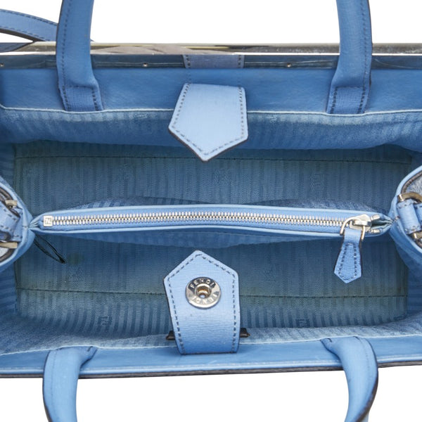 フェンディ プチ トゥージュール ハンドバッグ ショルダーバッグ 2WAY 8BH253 ライトブルー レザー レディース FENDI 【中古】