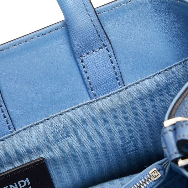フェンディ プチ トゥージュール ハンドバッグ ショルダーバッグ 2WAY 8BH253 ライトブルー レザー レディース FENDI 【中古】