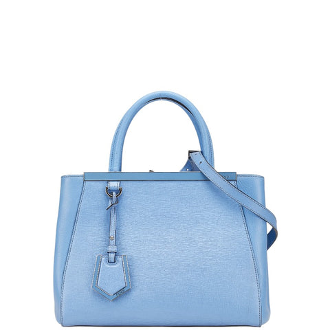 フェンディ プチ トゥージュール ハンドバッグ ショルダーバッグ 2WAY 8BH253 ライトブルー レザー レディース FENDI 【中古】
