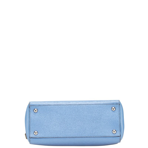 フェンディ プチ トゥージュール ハンドバッグ ショルダーバッグ 2WAY 8BH253 ライトブルー レザー レディース FENDI 【中古】