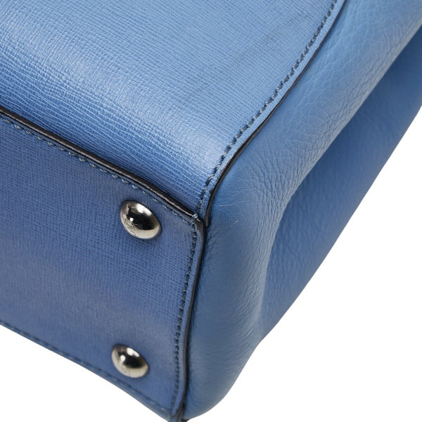 フェンディ プチ トゥージュール ハンドバッグ ショルダーバッグ 2WAY 8BH253 ライトブルー レザー レディース FENDI 【中古】