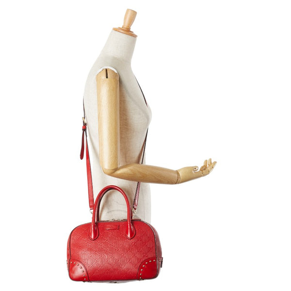 グッチ GGエンボス ハンドバッグ ショルダーバッグ 2WAY 354224 レッド レザー レディース GUCCI 【中古】