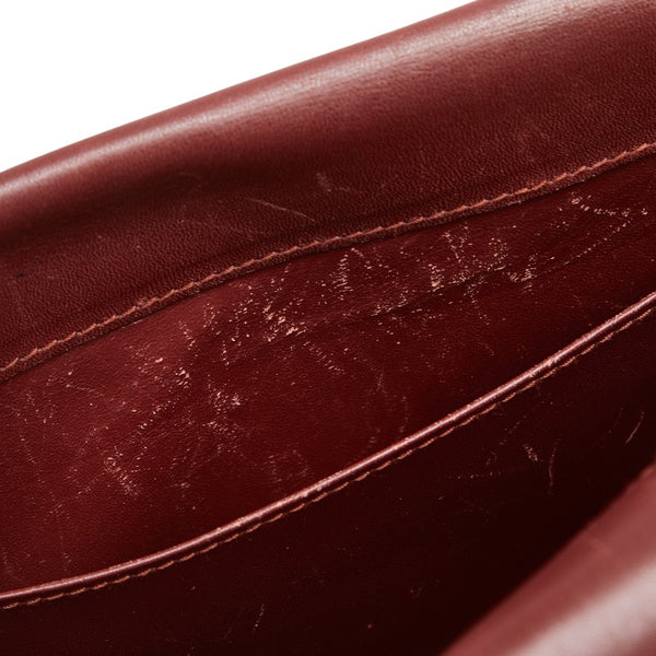 カルティエ マストライン 斜め掛け ショルダーバッグ ワインレッド ボルドー レザー レディース CARTIER 【中古】