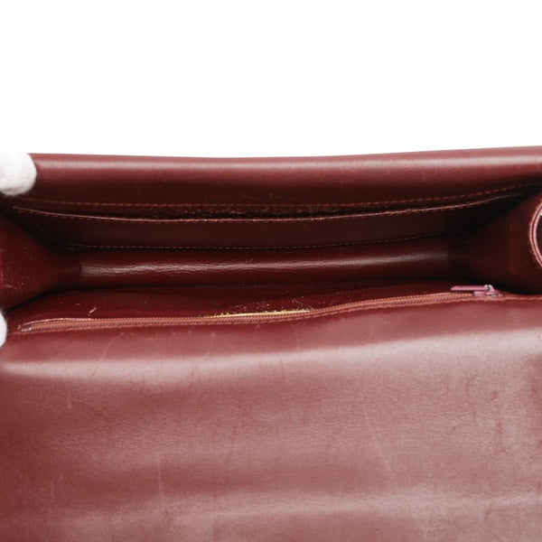 カルティエ マストライン 斜め掛け ショルダーバッグ ワインレッド ボルドー レザー レディース CARTIER 【中古】