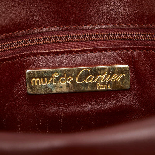 カルティエ マストライン 斜め掛け ショルダーバッグ ワインレッド ボルドー レザー レディース CARTIER 【中古】