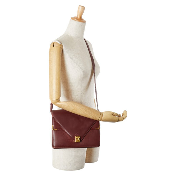 カルティエ マストライン 斜め掛け ショルダーバッグ ワインレッド ボルドー レザー レディース CARTIER 【中古】