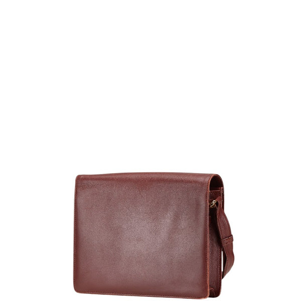 カルティエ マストライン 斜め掛け ショルダーバッグ ワインレッド ボルドー レザー レディース CARTIER 【中古】