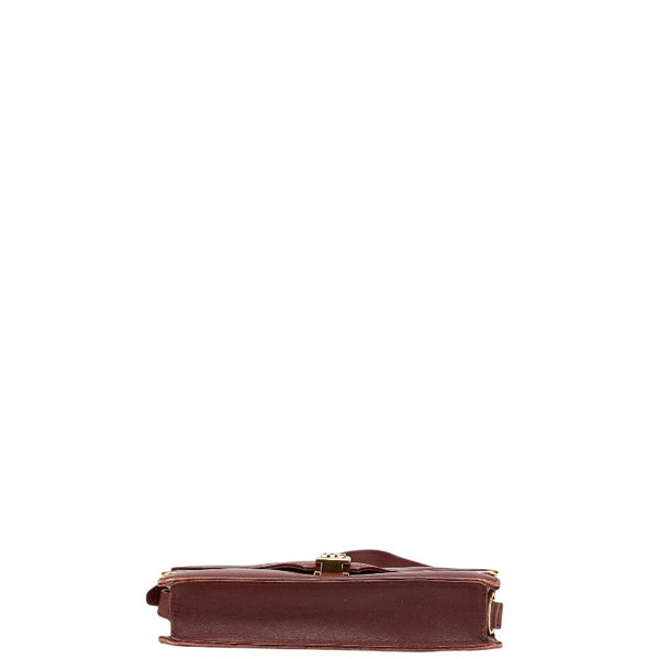 カルティエ マストライン 斜め掛け ショルダーバッグ ワインレッド ボルドー レザー レディース CARTIER 【中古】