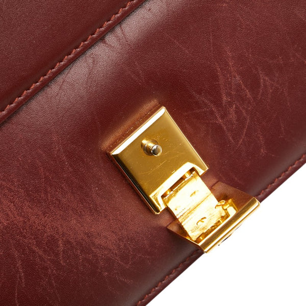 カルティエ マストライン 斜め掛け ショルダーバッグ ワインレッド ボルドー レザー レディース CARTIER 【中古】