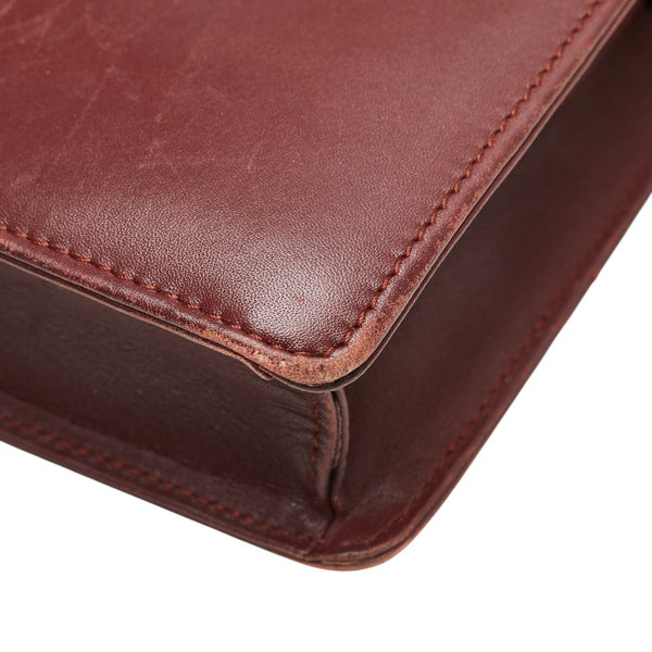 カルティエ マストライン 斜め掛け ショルダーバッグ ワインレッド ボルドー レザー レディース CARTIER 【中古】