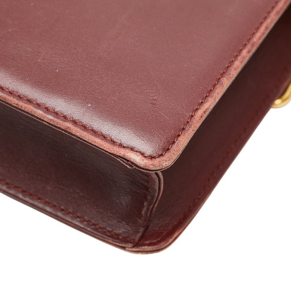 カルティエ マストライン 斜め掛け ショルダーバッグ ワインレッド ボルドー レザー レディース CARTIER 【中古】