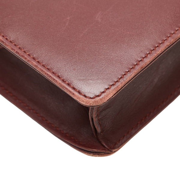 カルティエ マストライン 斜め掛け ショルダーバッグ ワインレッド ボルドー レザー レディース CARTIER 【中古】