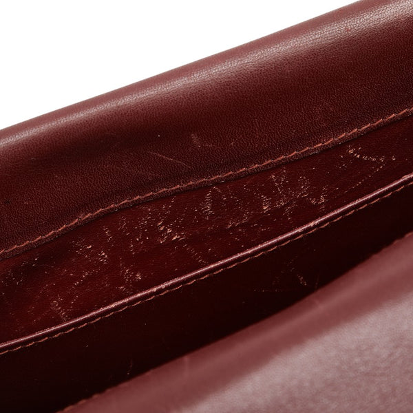 カルティエ マストライン 斜め掛け ショルダーバッグ ワインレッド ボルドー レザー レディース CARTIER 【中古】