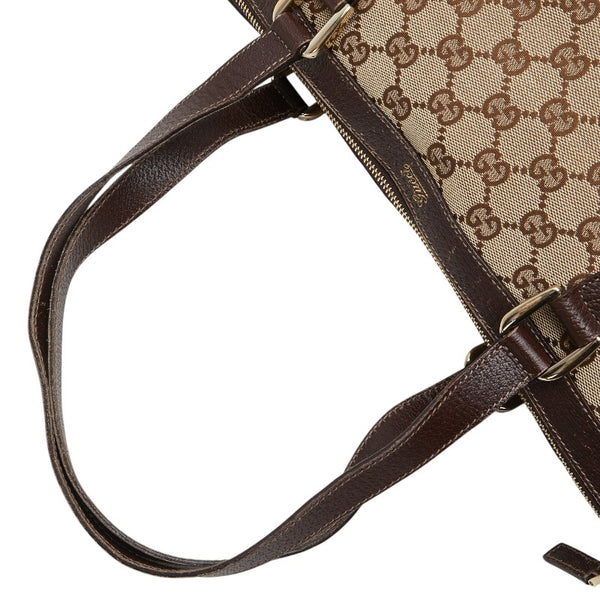 グッチ GGキャンバス トートバッグ ショルダーバッグ 141470 ベージュ ブラウン キャンバス レザー レディース GUCCI 【中古】