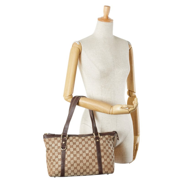 グッチ GGキャンバス トートバッグ ショルダーバッグ 141470 ベージュ ブラウン キャンバス レザー レディース GUCCI 【中古】