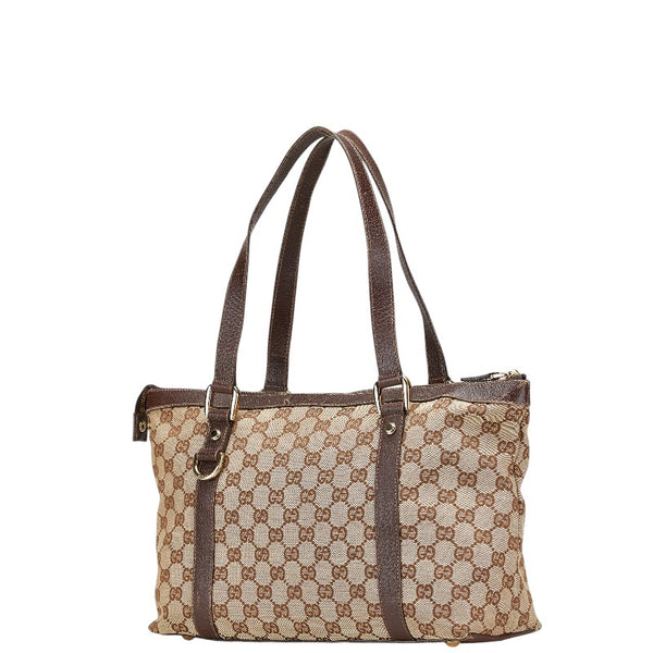 グッチ GGキャンバス トートバッグ ショルダーバッグ 141470 ベージュ ブラウン キャンバス レザー レディース GUCCI 【中古】