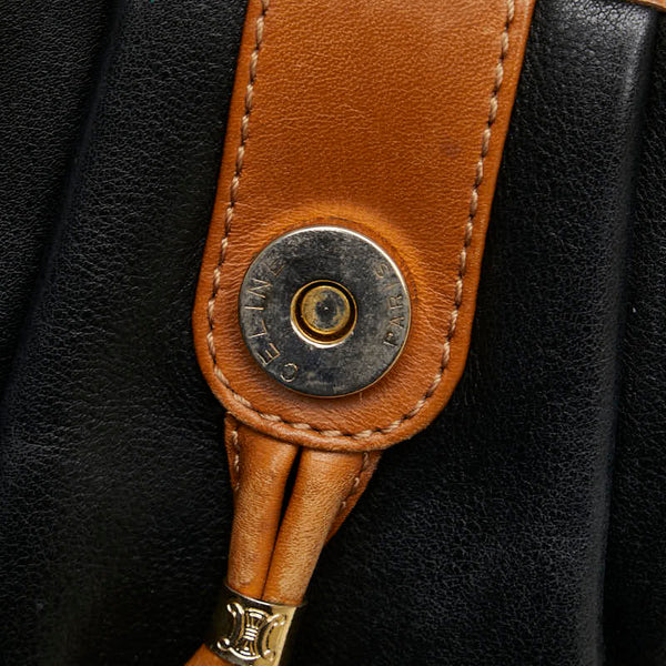 セリーヌ 斜め掛け ショルダーバッグ ブラック ブラウン レザー レディース CELINE 【中古】