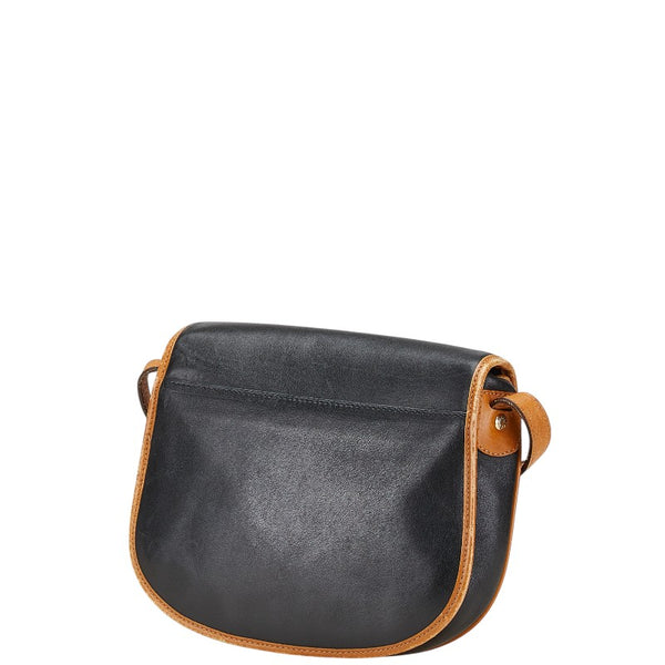 セリーヌ 斜め掛け ショルダーバッグ ブラック ブラウン レザー レディース CELINE 【中古】