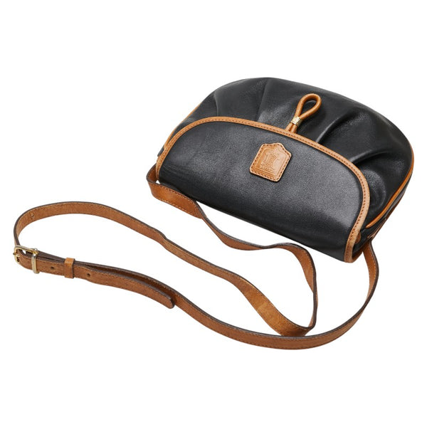 セリーヌ 斜め掛け ショルダーバッグ ブラック ブラウン レザー レディース CELINE 【中古】