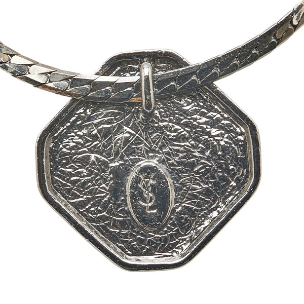 サンローラン ラインストーン ネックレス シルバー ブラック メタル レディース SAINT LAURENT 【中古】