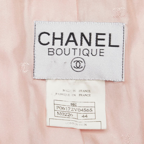 シャネル ノーカラージャケット ツイード サイズ：44 ピンク コットン ポリエステル レディース CHANEL 【中古】
