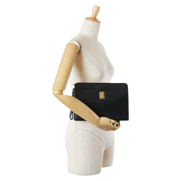 サンローラン YSLモノグラム クラッチバッグ ブラック レザー レディース SAINT LAURENT 【中古】