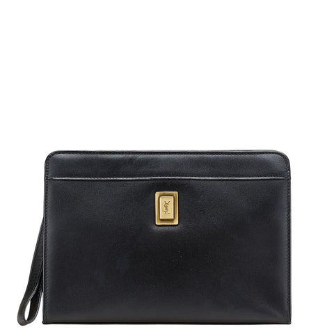 サンローラン YSLモノグラム クラッチバッグ ブラック レザー レディース SAINT LAURENT 【中古】
