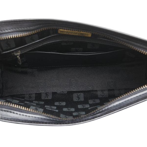 サンローラン YSLモノグラム クラッチバッグ ブラック レザー レディース SAINT LAURENT 【中古】