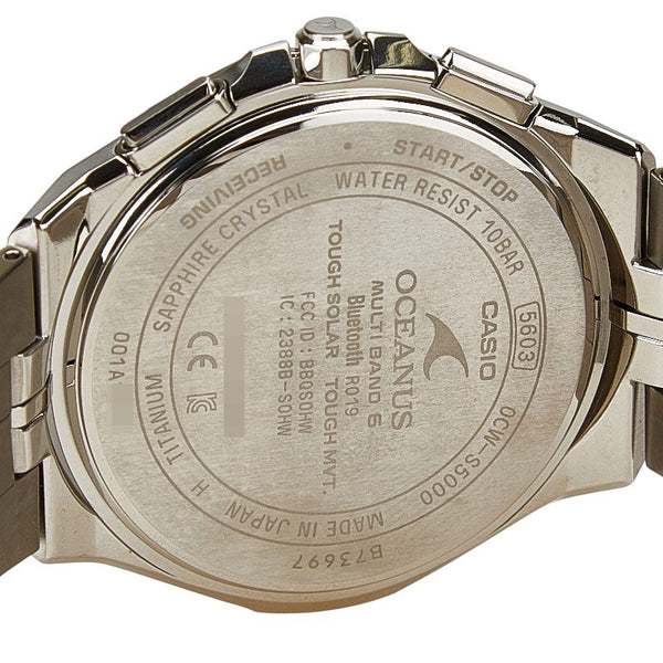 カシオ オシアナス マンタ 腕時計 OCW-S5000-1AJF ソーラー電波時計 ブラック文字盤 チタン サファイアクリスタル メンズ CASIO 【中古】