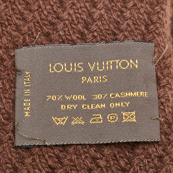 ルイ ヴィトン エシャルプカトマンドゥ Vステッチ マフラー ブラウン ウール カシミヤ レディース LOUIS VUITTON 【中古】