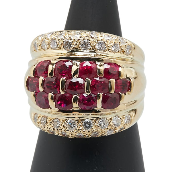K18YG イエローゴールド ルビー3.95ct ダイヤ1.12ct リング 指輪 レディース 14.5号 【中古】