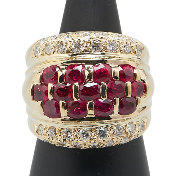 K18YG イエローゴールド ルビー3.95ct ダイヤ1.12ct リング 指輪 レディース 14.5号 【中古】