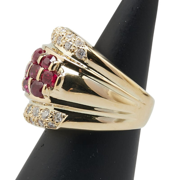 K18YG イエローゴールド ルビー3.95ct ダイヤ1.12ct リング 指輪 レディース 14.5号 【中古】