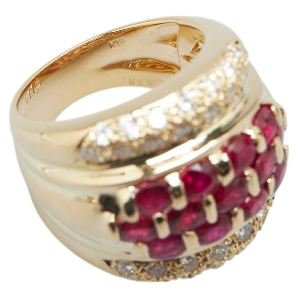 K18YG イエローゴールド ルビー3.95ct ダイヤ1.12ct リング 指輪 レディース 14.5号 【中古】