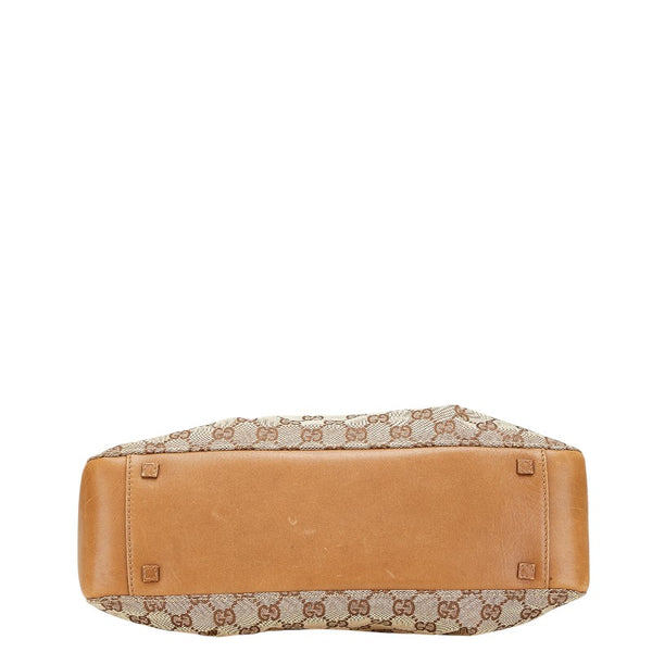 グッチ GGキャンバス トートバッグ 94898 ベージュ ブラウン キャンバス レザー レディース GUCCI 【中古】