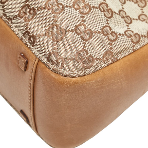 グッチ GGキャンバス トートバッグ 94898 ベージュ ブラウン キャンバス レザー レディース GUCCI 【中古】