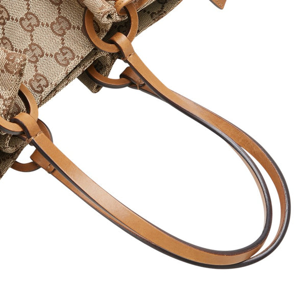 グッチ GGキャンバス トートバッグ 94898 ベージュ ブラウン キャンバス レザー レディース GUCCI 【中古】