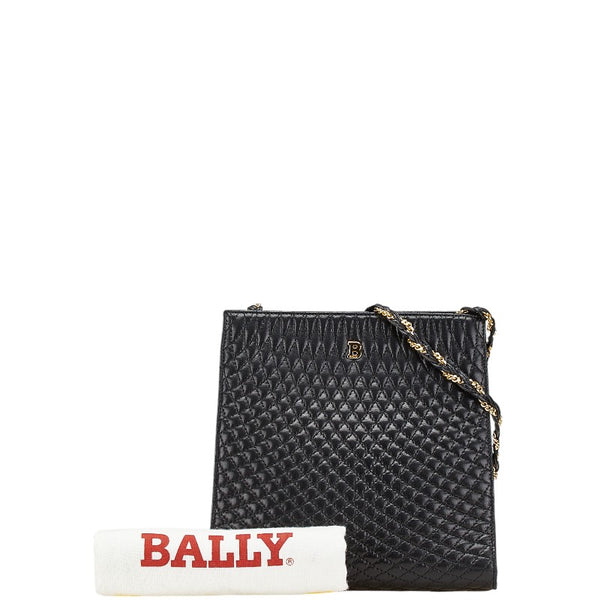 バリー キルティング Bロゴ チェーン ショルダーバッグ ブラック レザー レディース BALLY 【中古】