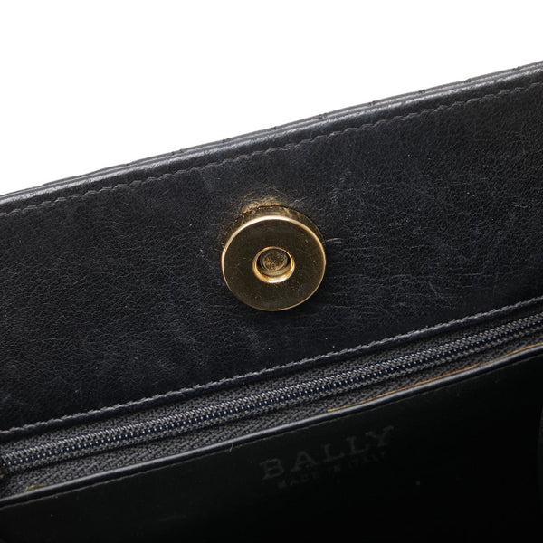 バリー キルティング Bロゴ チェーン ショルダーバッグ ブラック レザー レディース BALLY 【中古】