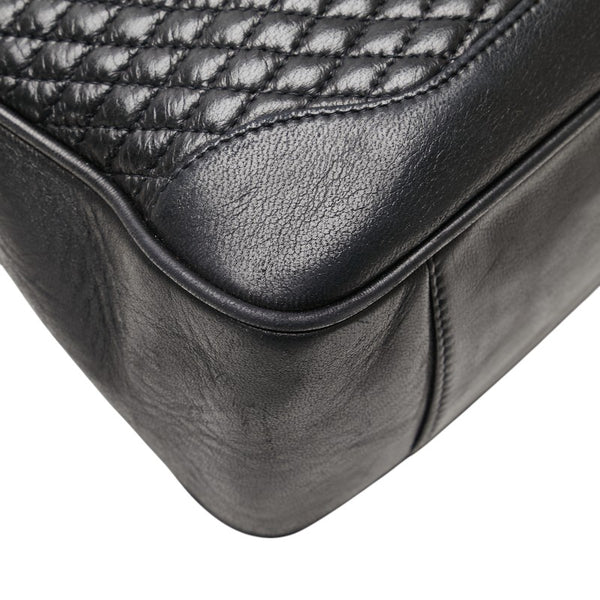 バリー キルティング Bロゴ ハンドバッグ ブラック レザー レディース BALLY 【中古】