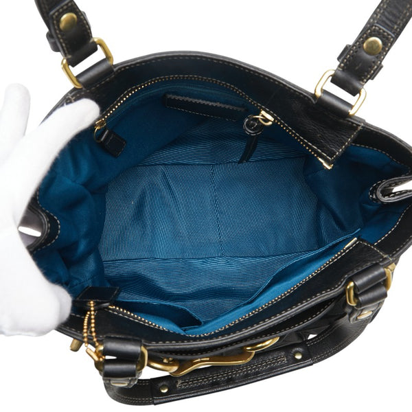 コーチ シグネチャー ハンドバッグ F15672 ブラック キャンバス レザー レディース COACH 【中古】