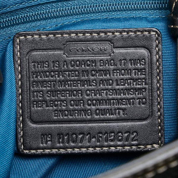 コーチ シグネチャー ハンドバッグ F15672 ブラック キャンバス レザー レディース COACH 【中古】