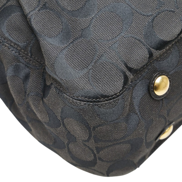 コーチ シグネチャー ハンドバッグ F15672 ブラック キャンバス レザー レディース COACH 【中古】