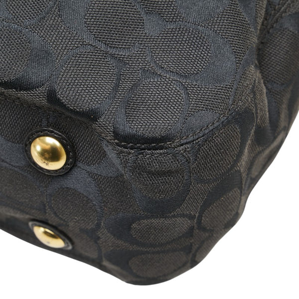 コーチ シグネチャー ハンドバッグ F15672 ブラック キャンバス レザー レディース COACH 【中古】